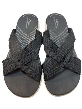Clarks Cloudsteppers Mira Isle Slip-On Black Sandals Women’s Size 8.5 M